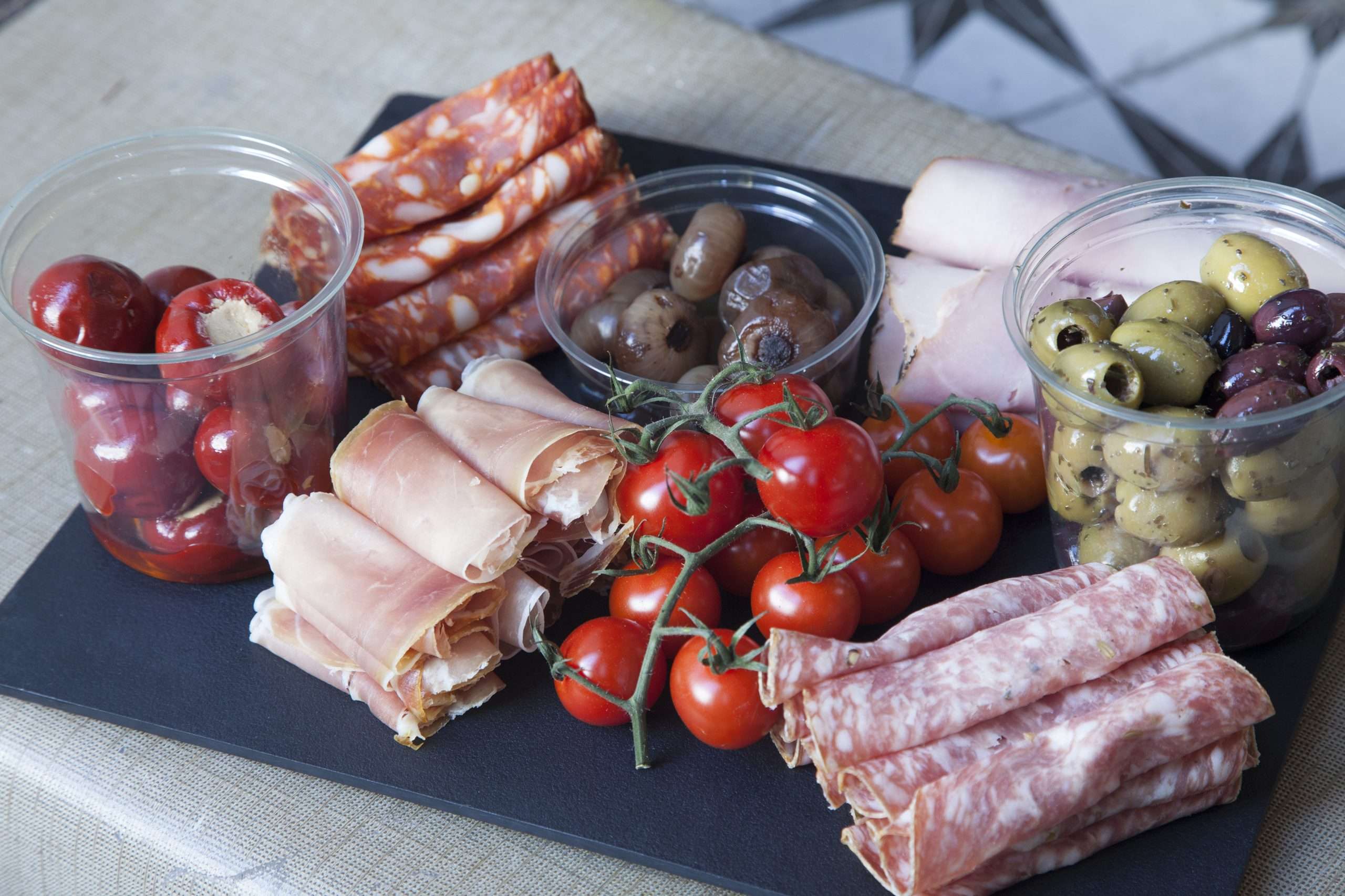 Deli meats, olives & tomatoes from our deli counter.